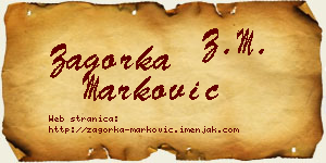 Zagorka Marković vizit kartica